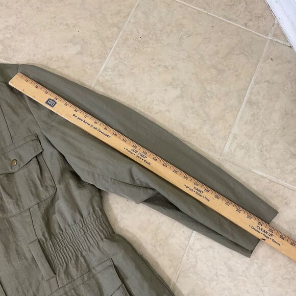 J. Jill Utility Jacket Women’s L Tall Green  Full Zip Cinched Waist Pockets * - Picture 6 of 11